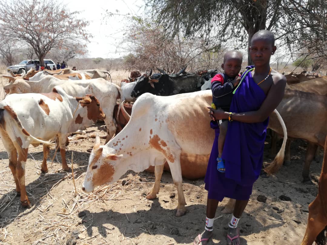 Mariam sau Mama Luka împreună cu cei 4 copii au primit o vacă